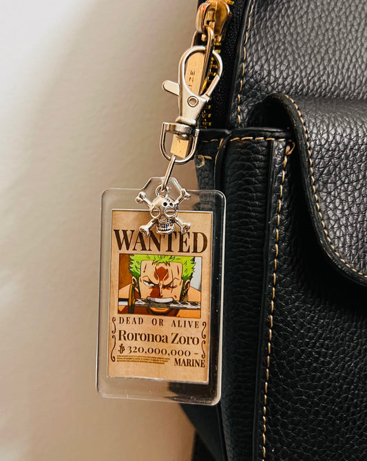 Acrylic Zoro Wanted Poster Bag Charm with Skull Charm — view 2