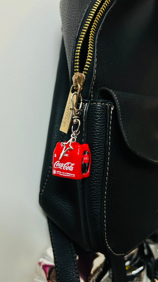 Coca-Cola bottle case bag charm with a silver star charm (view 2)