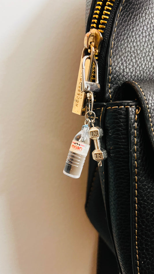 Evian Water Bottle Dumbbell D-Hook Bag Charm — view 2