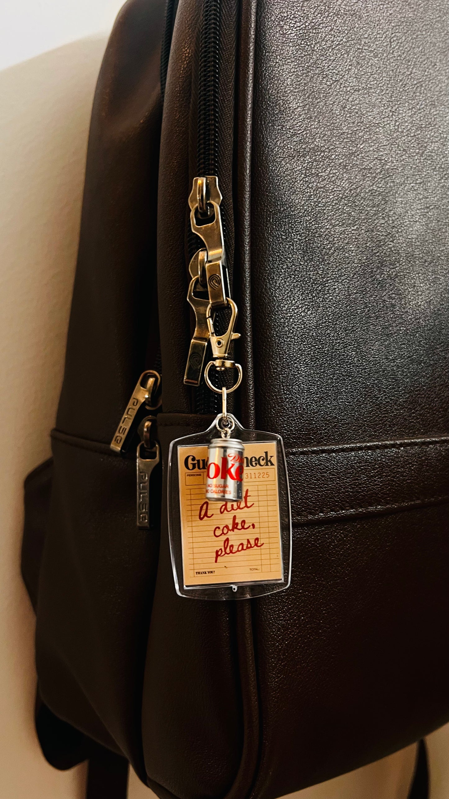 Metallic "A Diet Coke, Please" Bag Charm