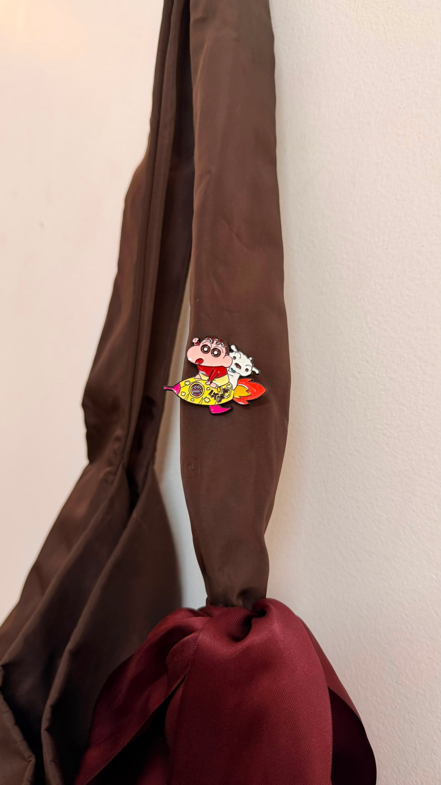 Shinchan in Space Enamel Pin, Shinchan riding a rocket with his dog Shiro