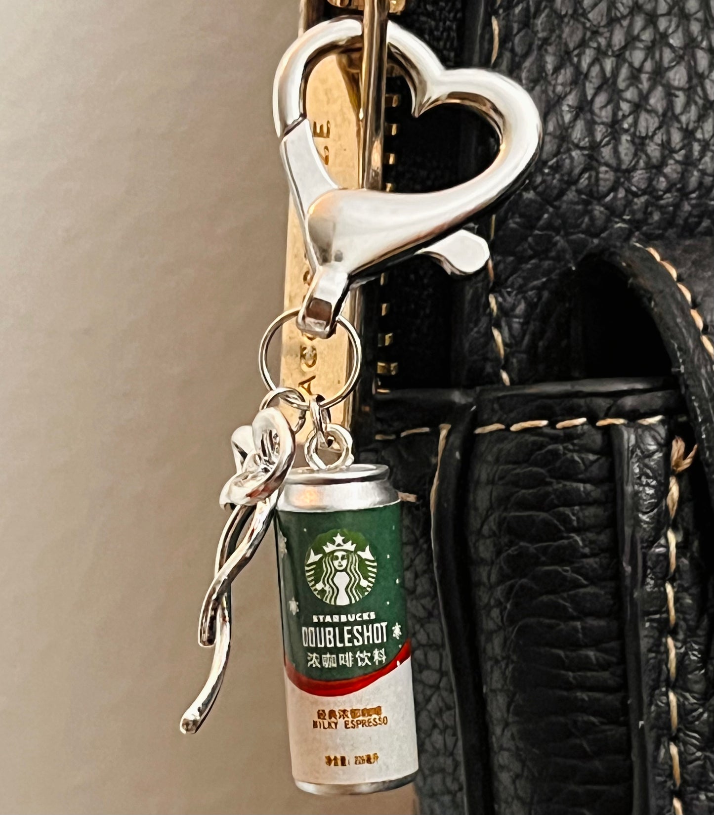Starbucks Milky Espresso Ribbon Bow & Heart Clasp Bag Charm — view 3