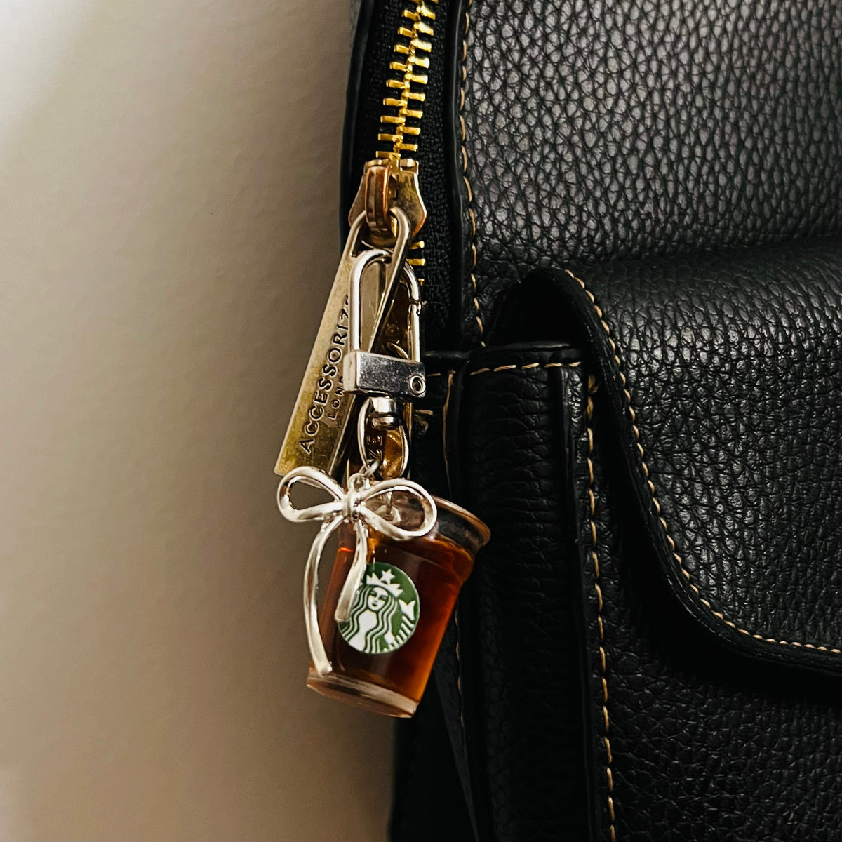 Starbucks Iced Americano Ribbon Bow D-Hook Bag Charm