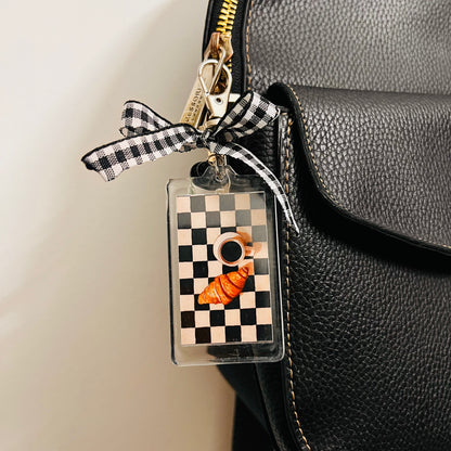 Acrylic Americano & Croissant Checkerboard Bag Charm with Starbucks Cup — view 2