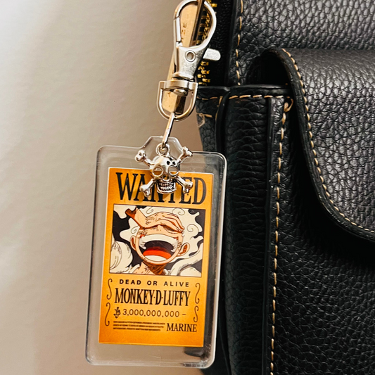 Acrylic Luffy Wanted Poster Bag Charm with Skull Charm