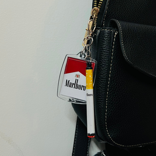 Acrylic Marlboro pack bag charm with a cigarette prop