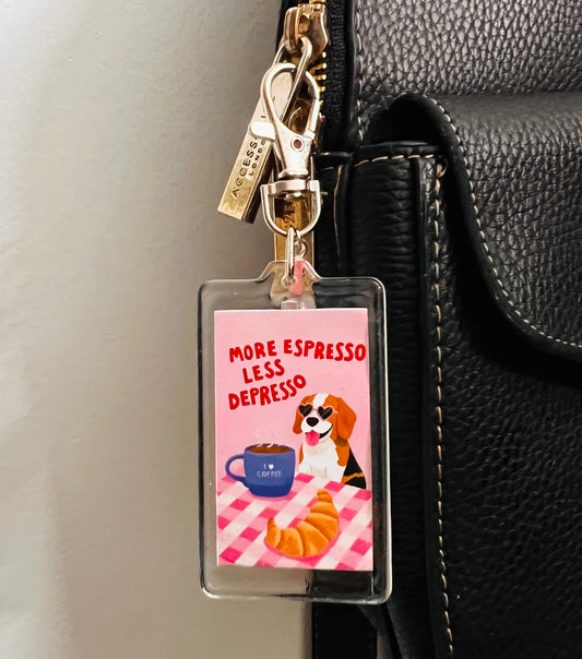 Acrylic "More Espresso, Less Depresso" Bag Charm with Starbucks Cup — view 2