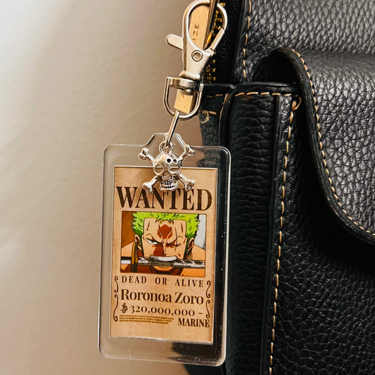 Acrylic Zoro Wanted Poster Bag Charm with Skull Charm