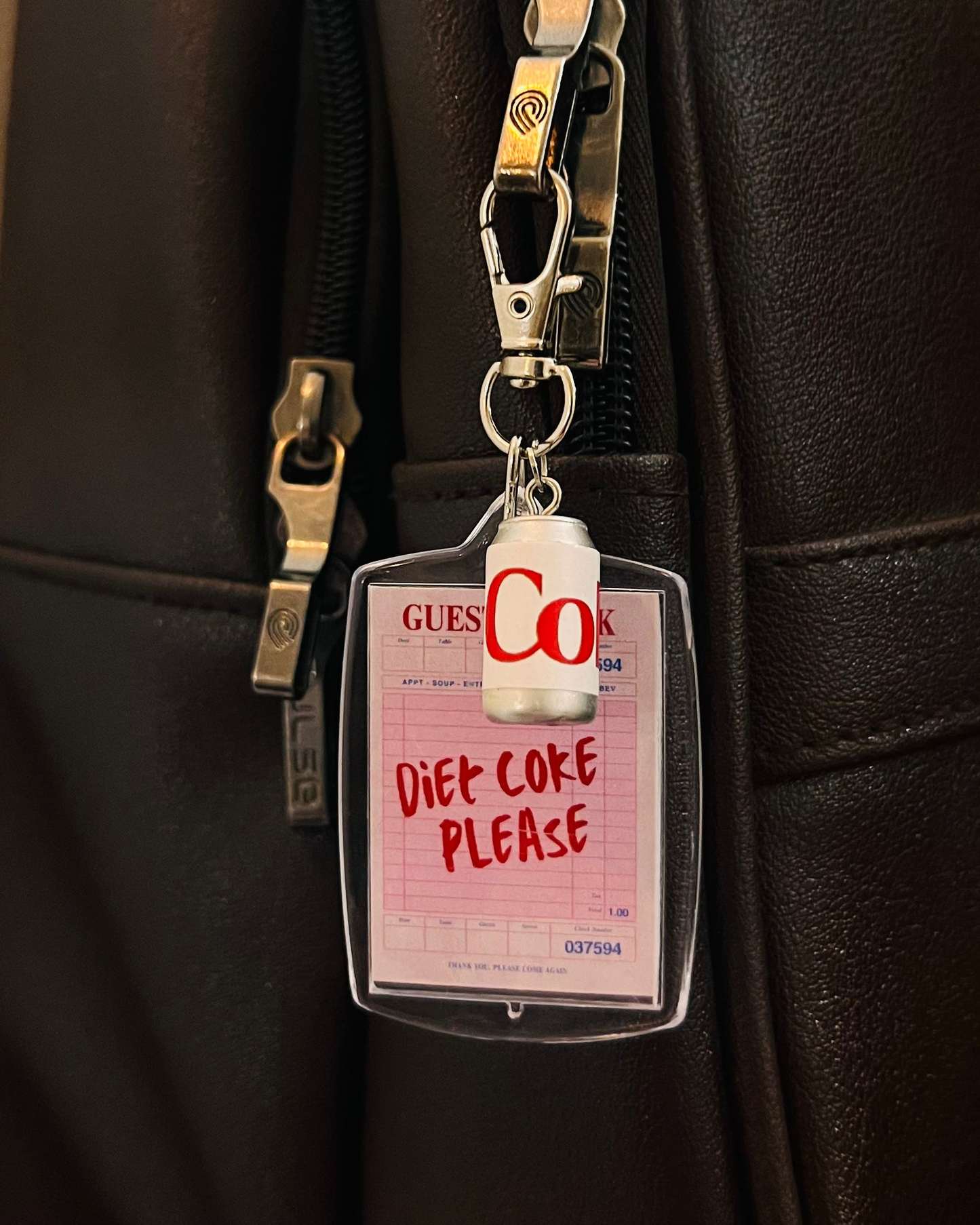 White "Diet Coke Please" Bag Charm