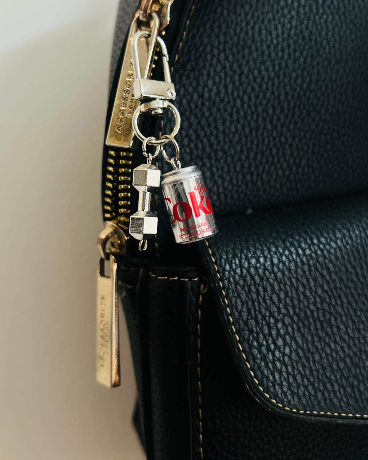 Metallic Diet Coke Dumbbell D-Hook Bag Charm