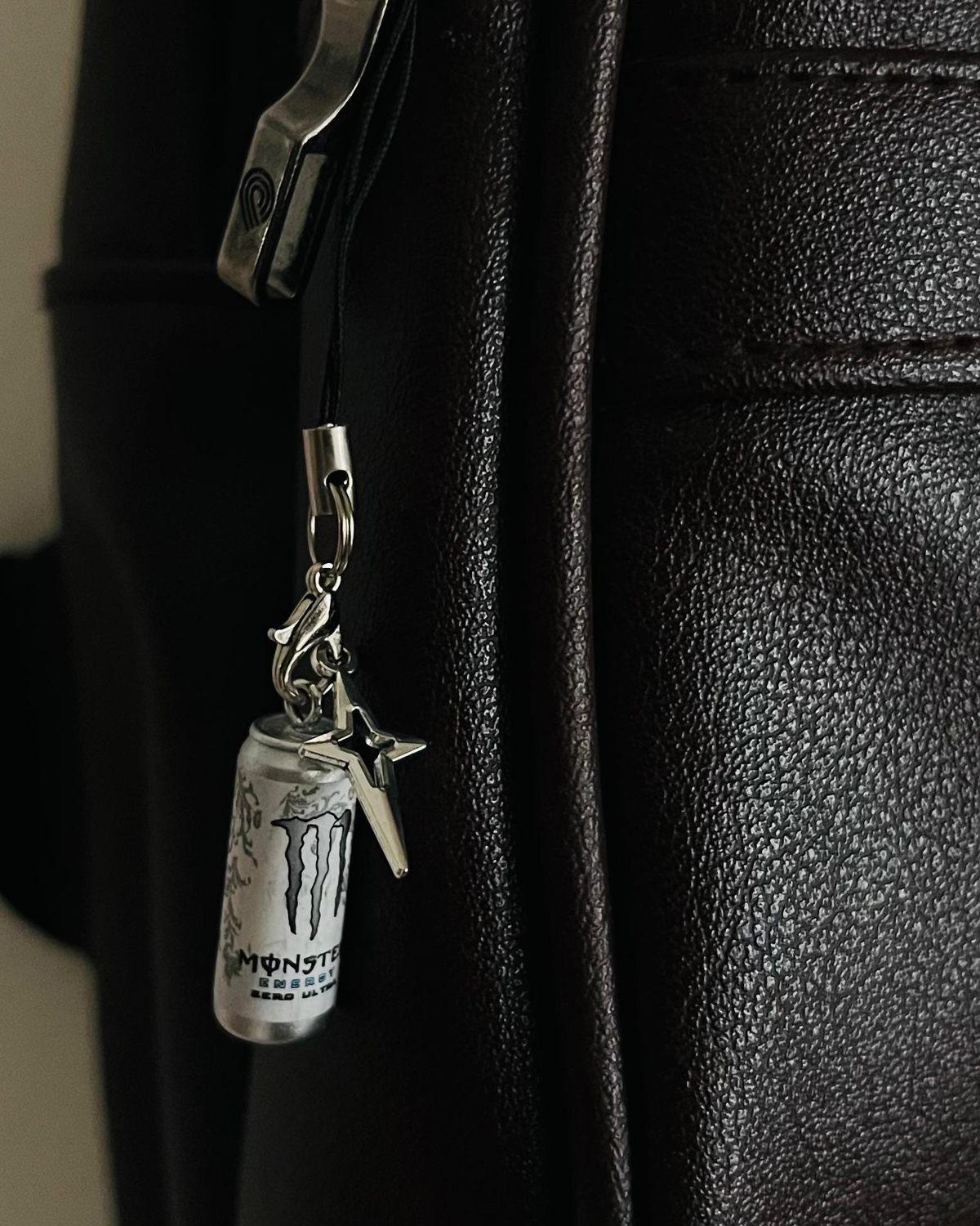 White Monster Energy Star Bling Phone/Bag Charm