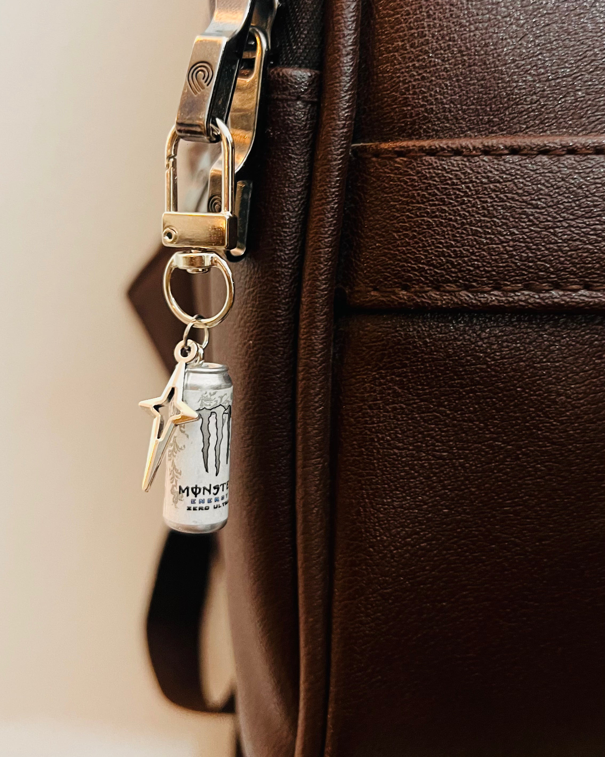White Monster Energy Star Bling D-Hook Bag Charm