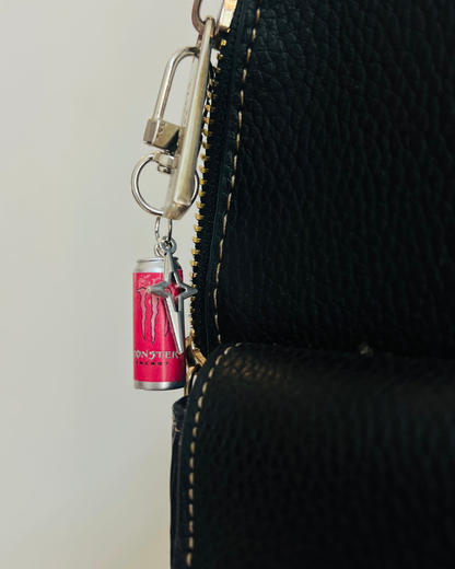 Pink Monster Energy Star Bling Bag Charm