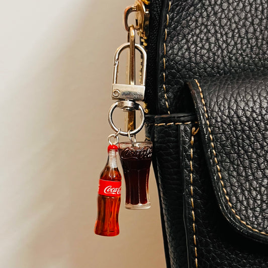 Coca-Cola Bottle & Glass D-Hook Bag Charm