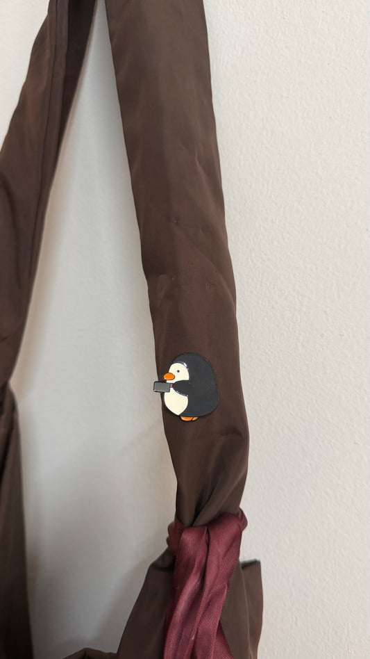 Don't Test Me Enamel Pin, penguin lapel pin, view 2