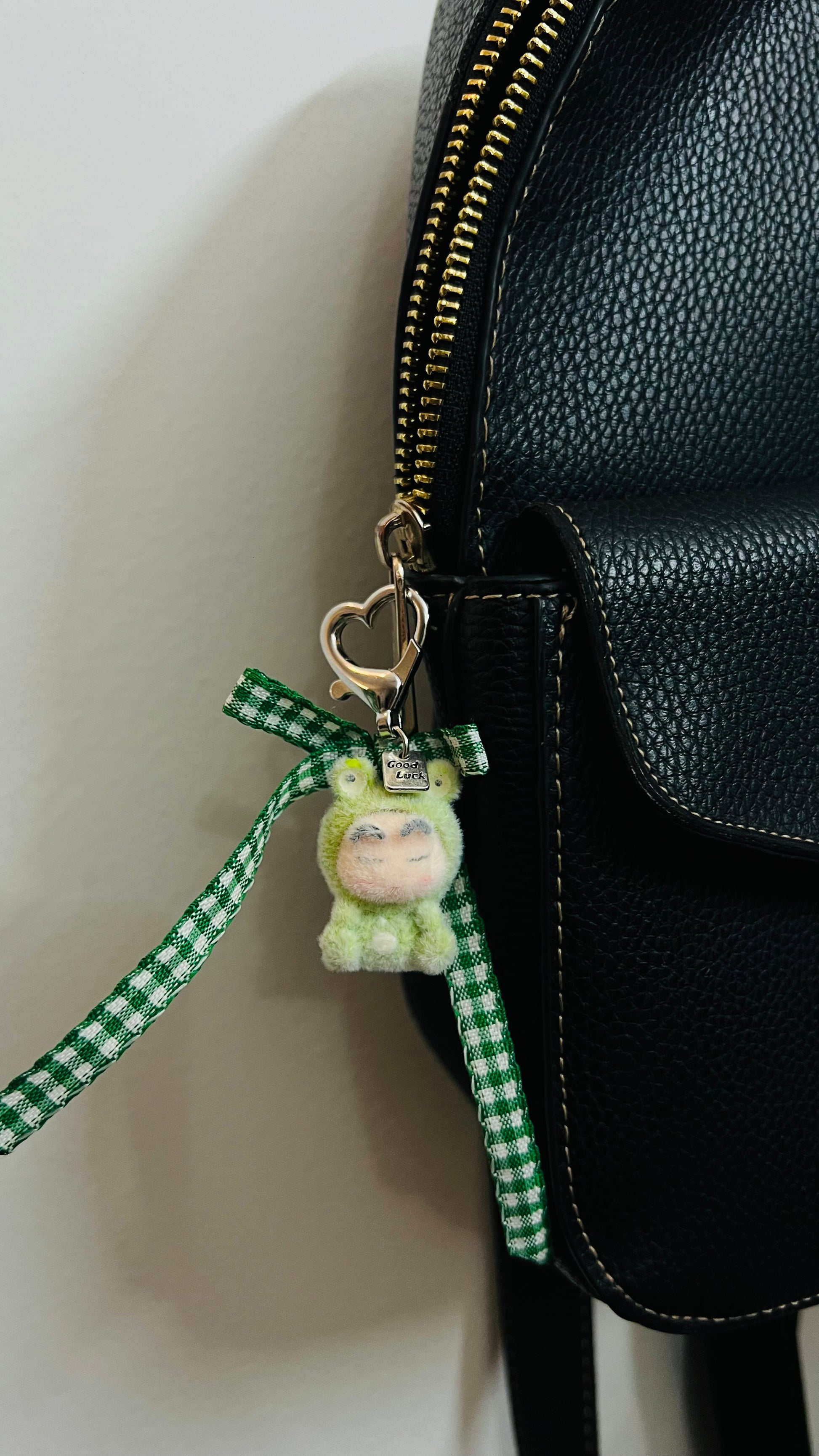 Furry Shinchan bag charm in a green dinosaur costume (view 2)