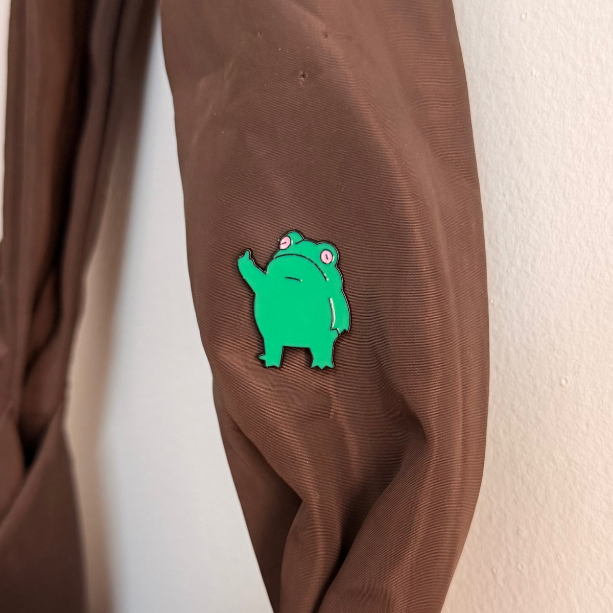 IDGAF Enamel Pin, green frog lapel pin