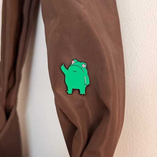 IDGAF Enamel Pin, green frog lapel pin