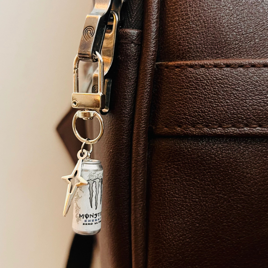 White Monster Energy Star Bling D-Hook Bag Charm (additional view)