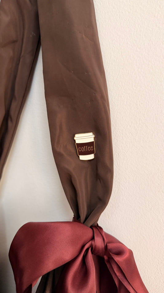 Latte Mood Enamel Pin, takeaway coffee cup lapel pin, view 2