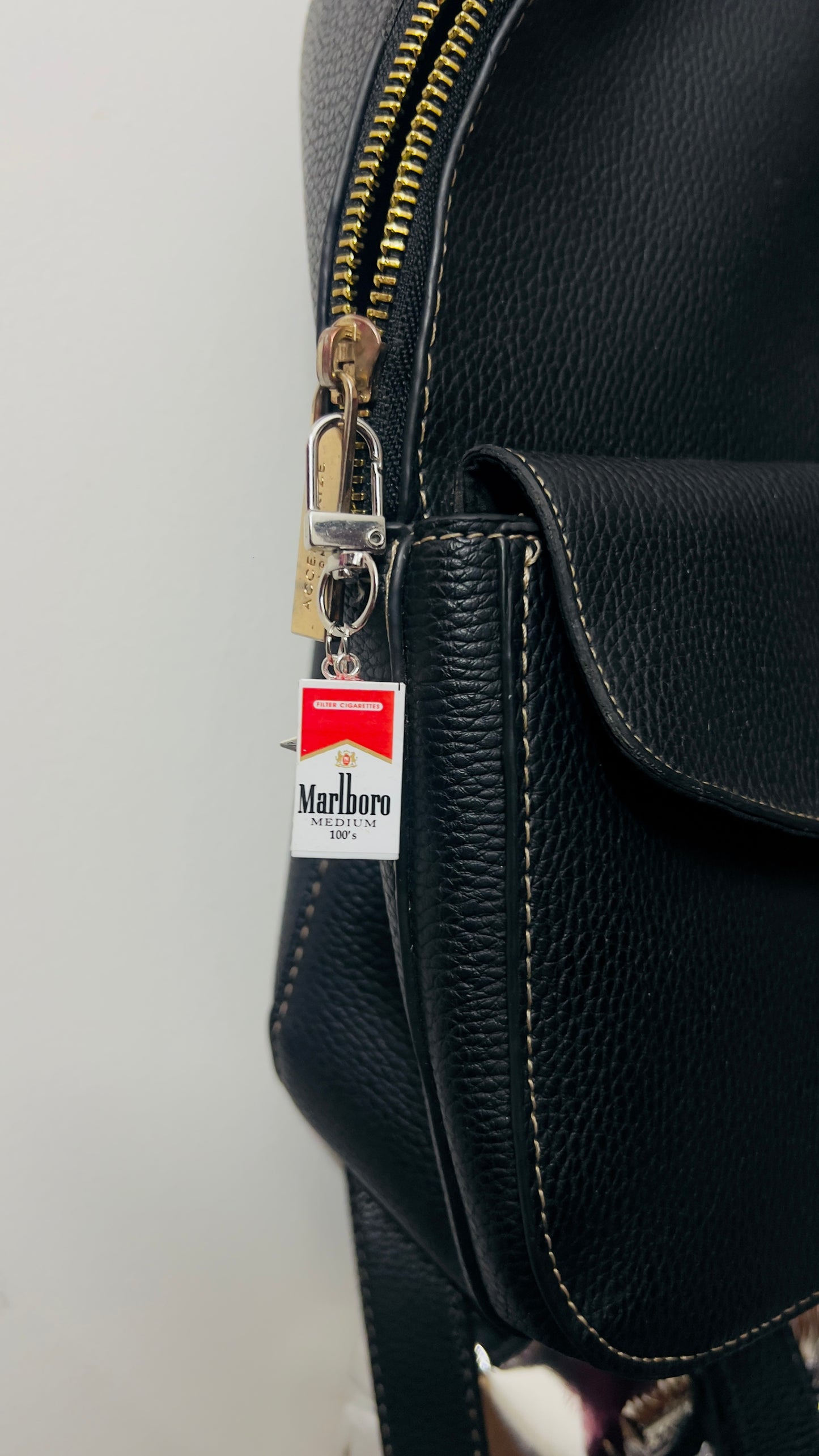 Marlboro cigarette pack bag charm with a silver star charm (view 3)
