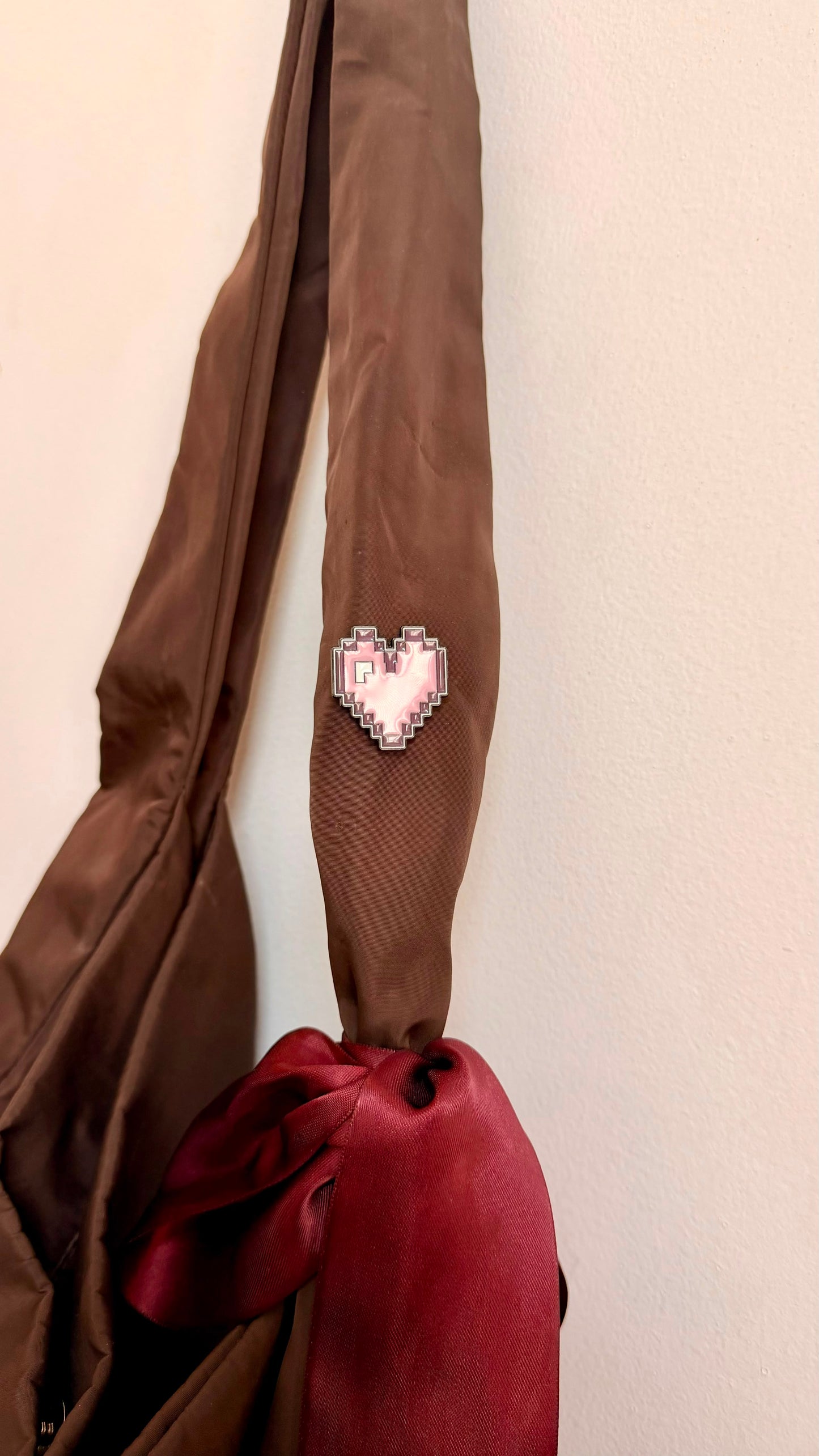 Pixel Crush Enamel Pin, pink pixel art heart