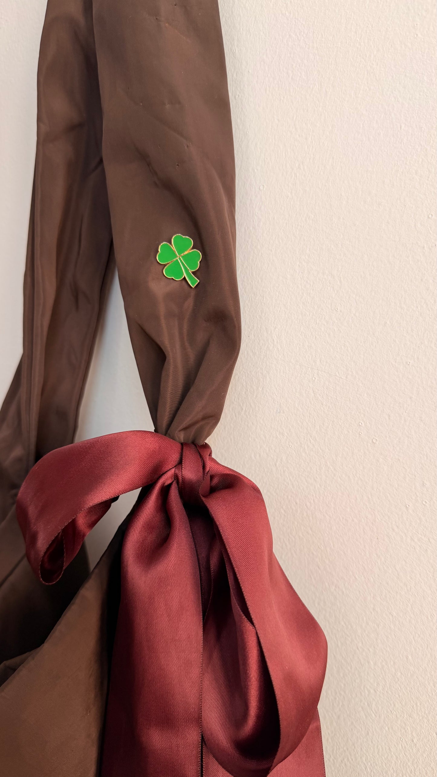 Pocket Luck Enamel Pin, green four leaf clover lapel pin, view 2