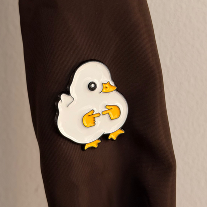 Pookie Duck Enamel Pin, shy white duck lapel pin