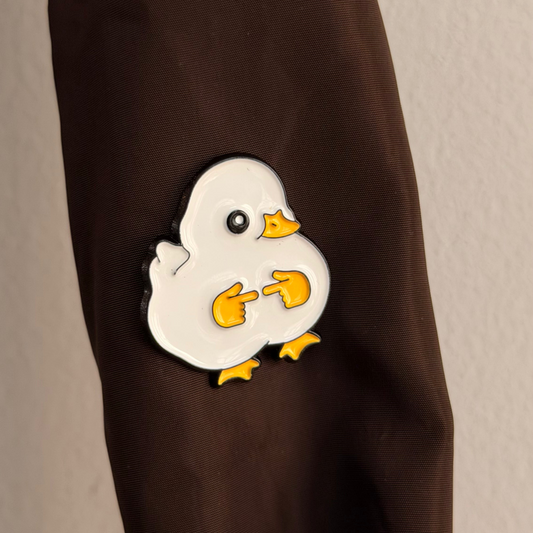 Pookie Duck Enamel Pin, shy white duck lapel pin