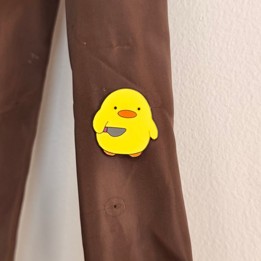 Quack Attack Enamel Pin, yellow duckling lapel pin