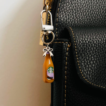 Starbucks Cappuccino Bottle Bow D-Hook Bag Charm