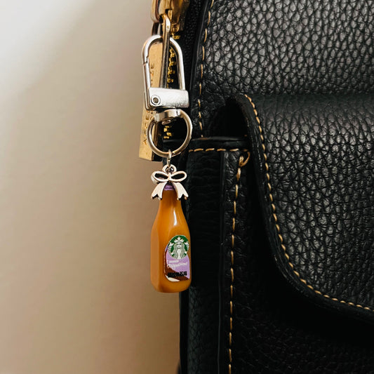 Starbucks Cappuccino Bottle Bow D-Hook Bag Charm