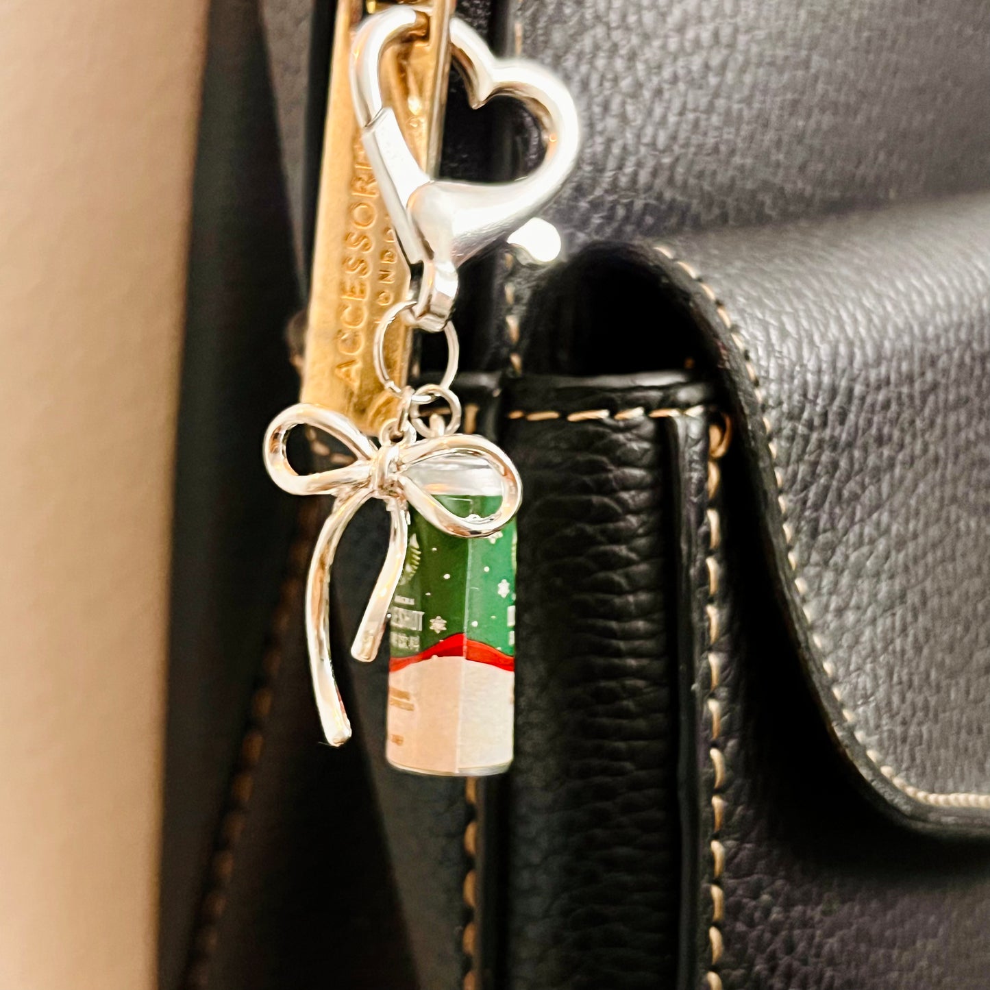 Starbucks Milky Espresso Ribbon Bow & Heart Clasp Bag Charm — view 2